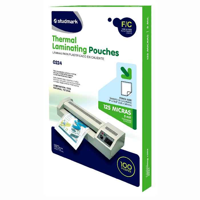 LAMINAS DE PLÁSTIFICAR TAMAÑO OFICIO DE 125 MICRAS (100 PIEZAS)