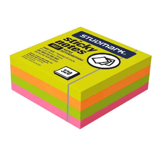 NOTAS ADHESIVAS 3x3 NEON MULTICOLOR (320 HOJAS)