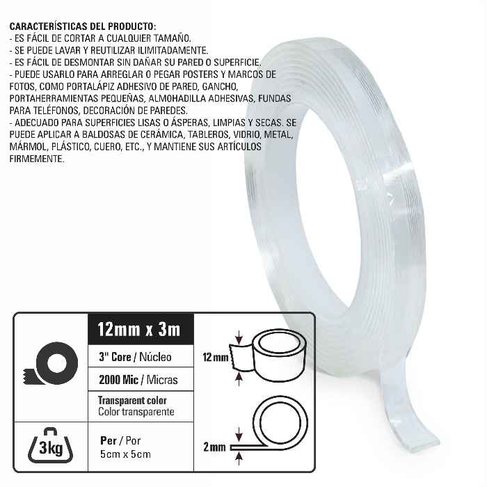 CINTA DOBLE CONTAC GEL 1/2