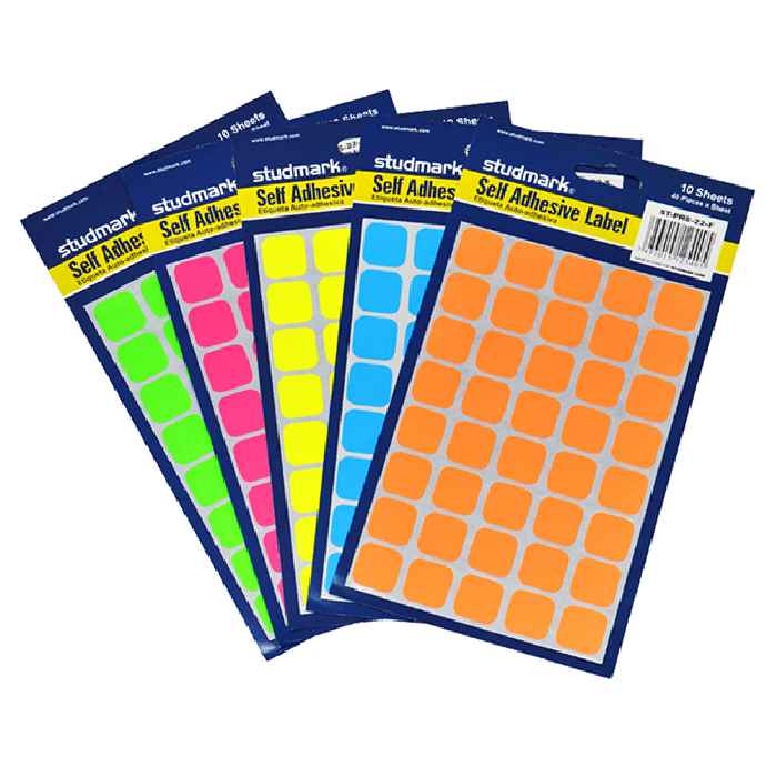 ETIQUETAS 1.6 X 1.6CM (400PZAS) NEON CELESTE