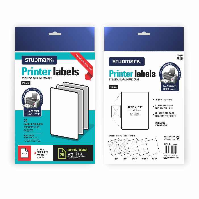 ETIQUETAS DE 8½x11 PARA IMPRESORA (20 PZS)